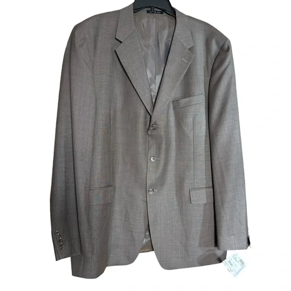 NWT New Perry Ellis Portfolio Wool Brown Blazer Size 48 L